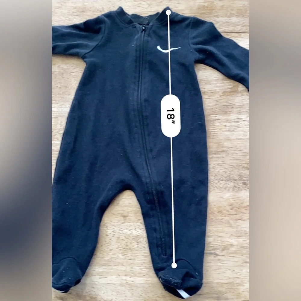 Nike Infant‎ 3 Months Black Logo Cotton Blend Footed Onesie